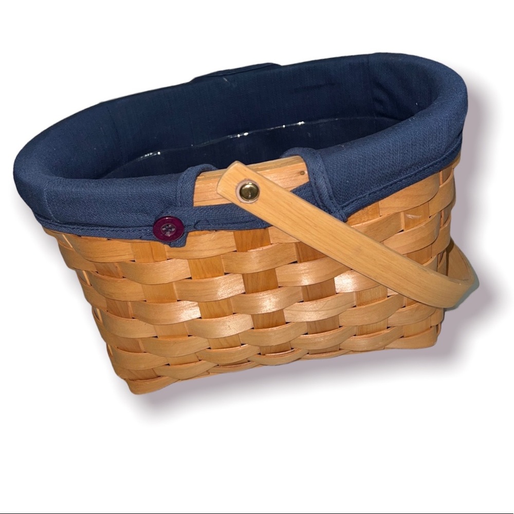 Vtg taskets renaissance basket with handle Blue Liner